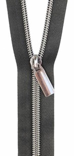 Bild på Zippers By The Yard Sallie Tomato Black Tape Gunmetal Teeth dragkedja blixtlås