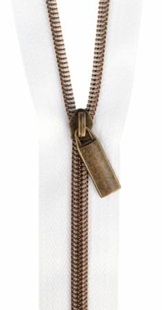 Bild på Zippers By The Yard Sallie Tomato White Tape Antique Teeth dragkedja blixtlås