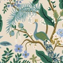 Bild på Rifle Paper Co. RP1000-CR4CM Vintage Garden - Peacock - Cream Canvas Metallic Fabric