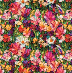 Bild på Gigi in the Garden Collection-Stained Glass Flower Garden-Multi-Quilting Fabrics-16240103-01