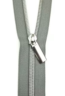 Bild på Zippers By The Yard Sallie Tomato Grey Tape nickel coil  teeth dragkedja blixtlås