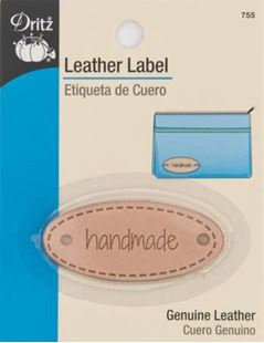 Bild på Oval "Handmade" etikett i läder