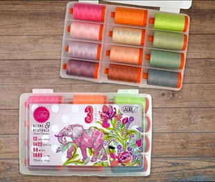 Bild på Aurifil Designer Collection - Neons & Neutrals 12 Large Spools by Tula Pink 50 wt